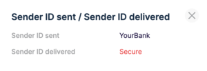 A comparison of sent Sender ID and delivered in TelQ SMS testing tool