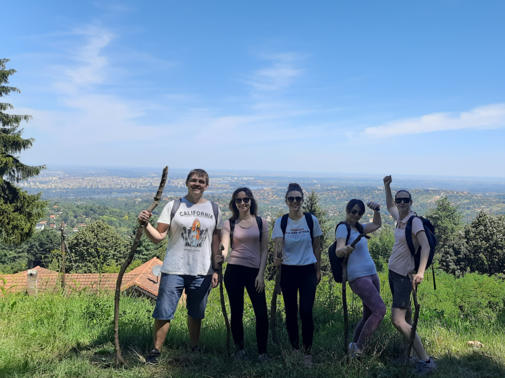 TelQ team on a hiking trip to Fruska Gora enjoiyng the view