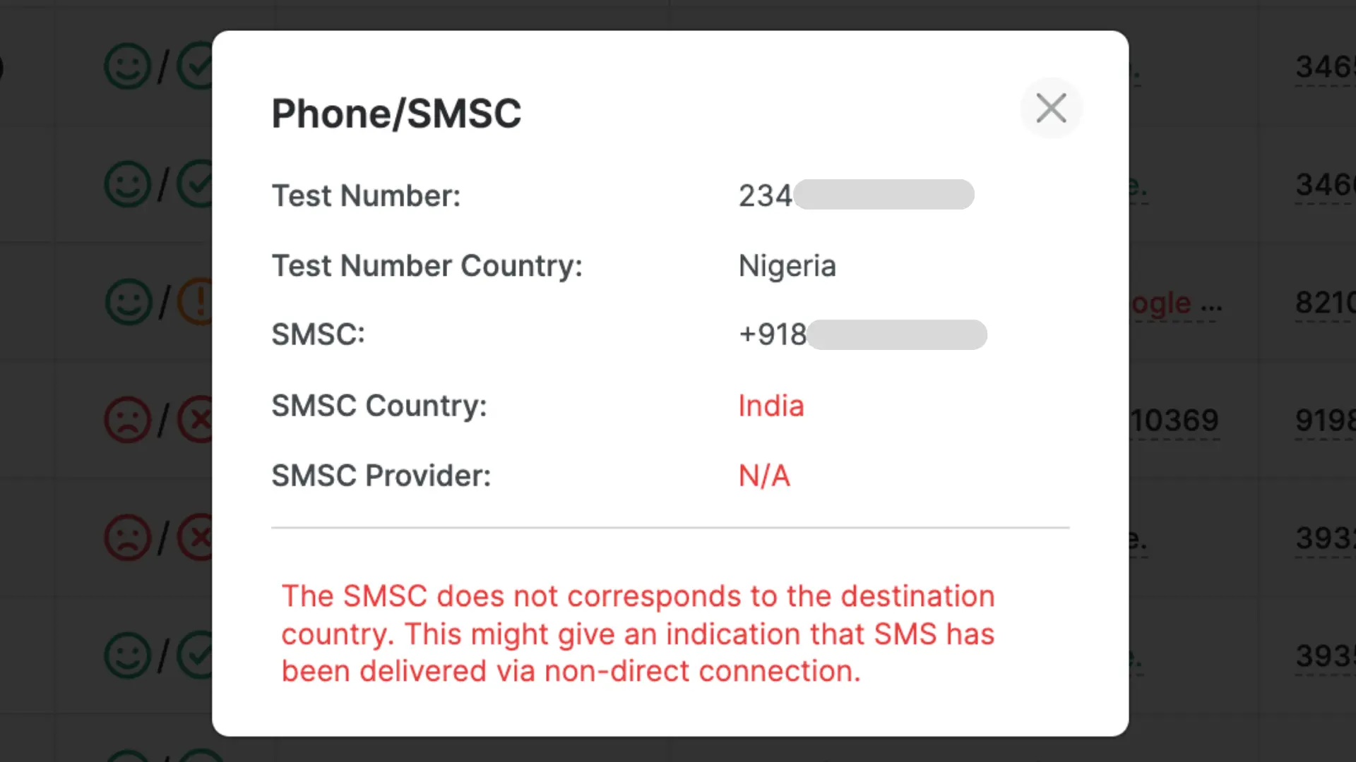 SMSC testing in TelQ