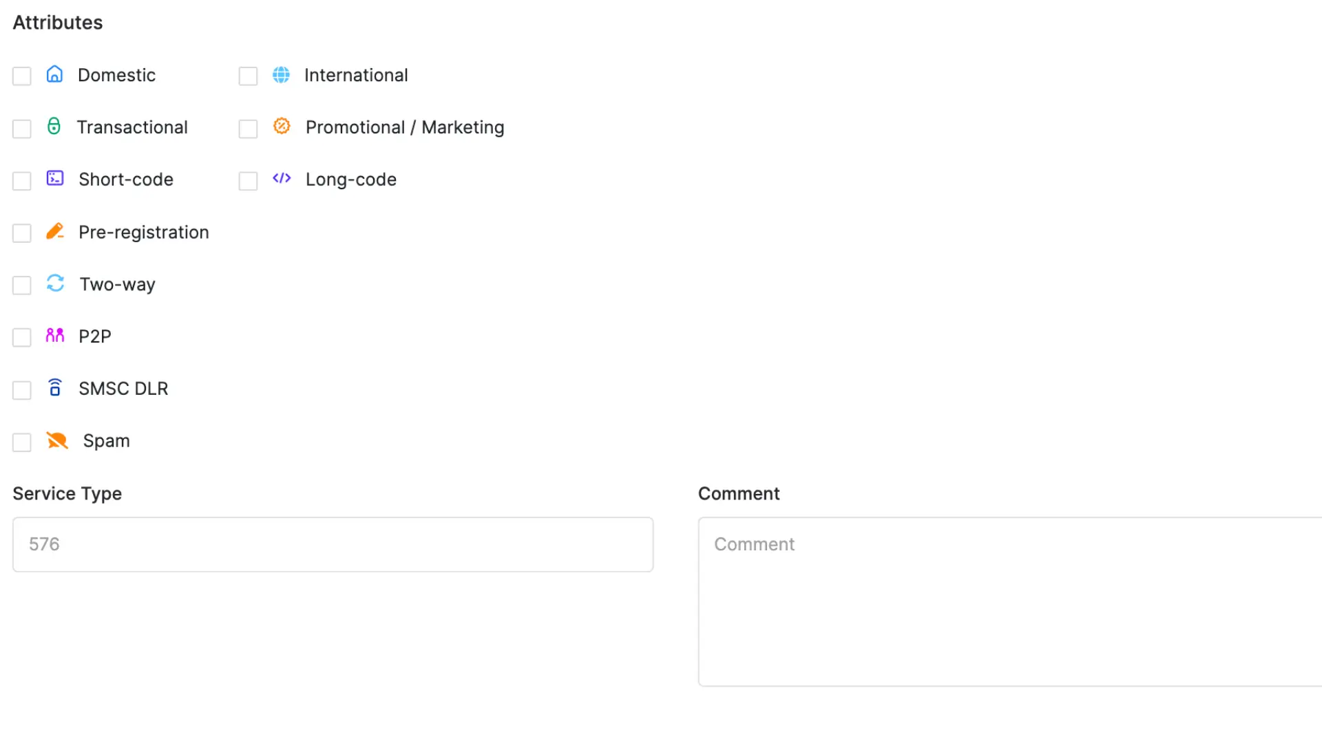 Service type settings in TelQ tool